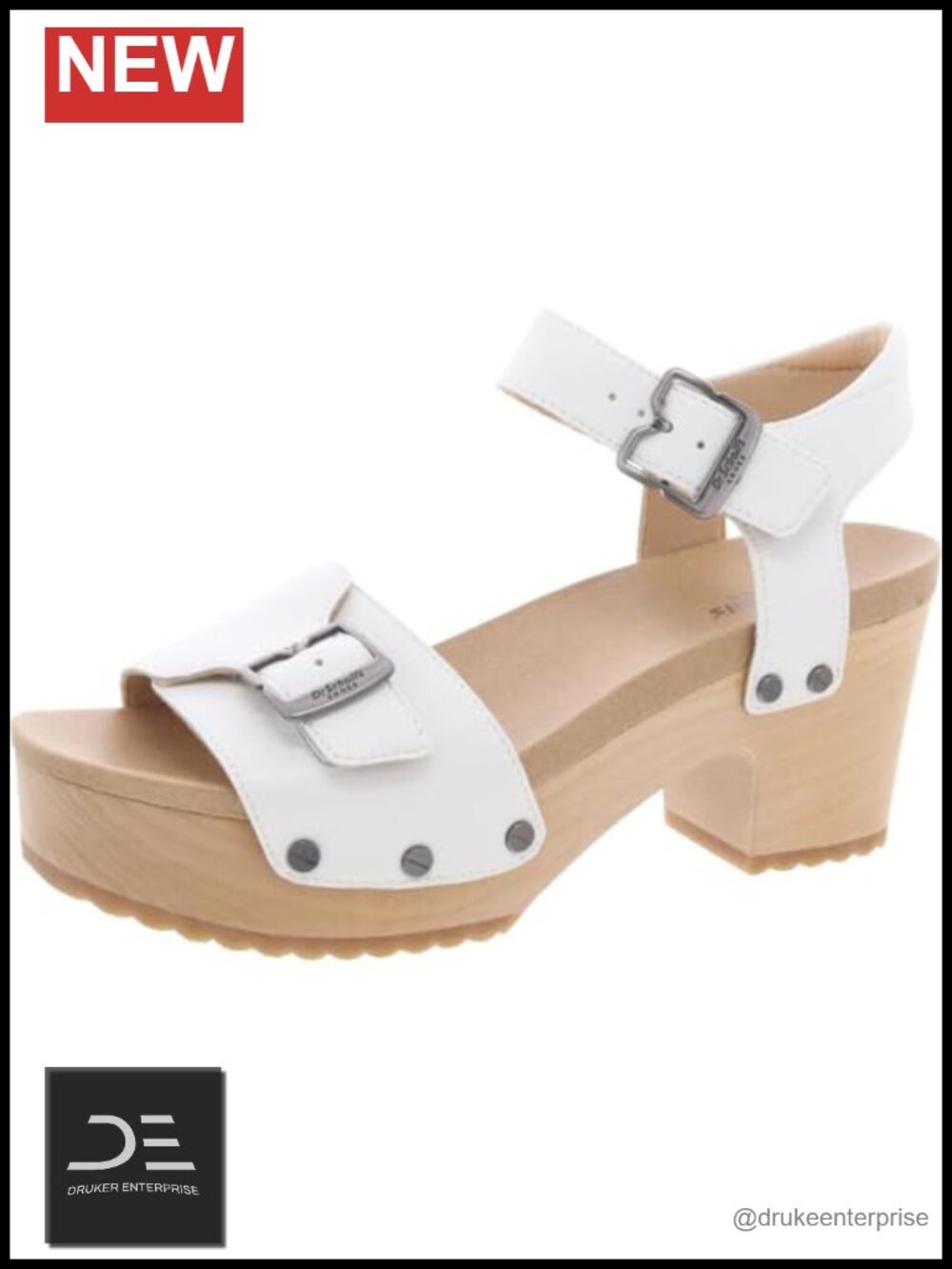 Women's Wood Platform Heel Sandals Ankle Strap Buckle Cushioned Arch Support